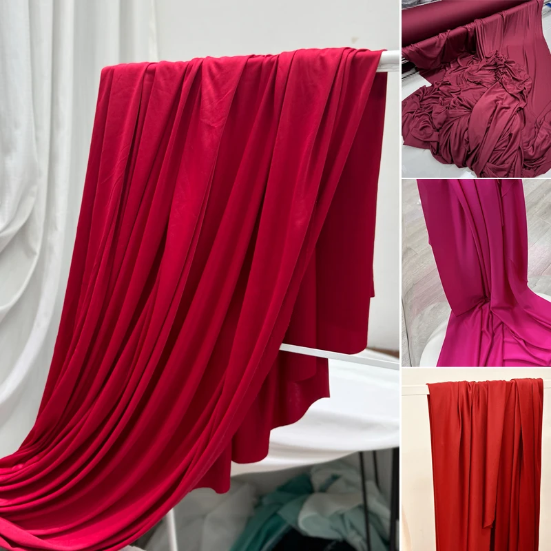 

Red Burgundy Fabric Draperies for Wedding Decor Curtains Tablecloth Backdrops Dress Cloth DIY Sewing Material Wide 170cm