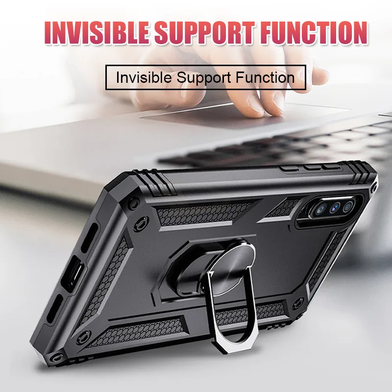 Luxury Armor Shockproof Case For Samsung Galaxy A50 A10 A20 A30 A40 A60 A80 A90 A70 2018 M10 M20 M30 Car Holder Ring Case Cover