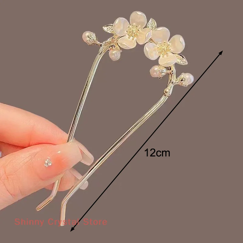 Estilo chinês pérola borla hairpin estilo antigo balançando hairpin para mulheres luz de luxo em forma de u cavalo rosto saia hairpin