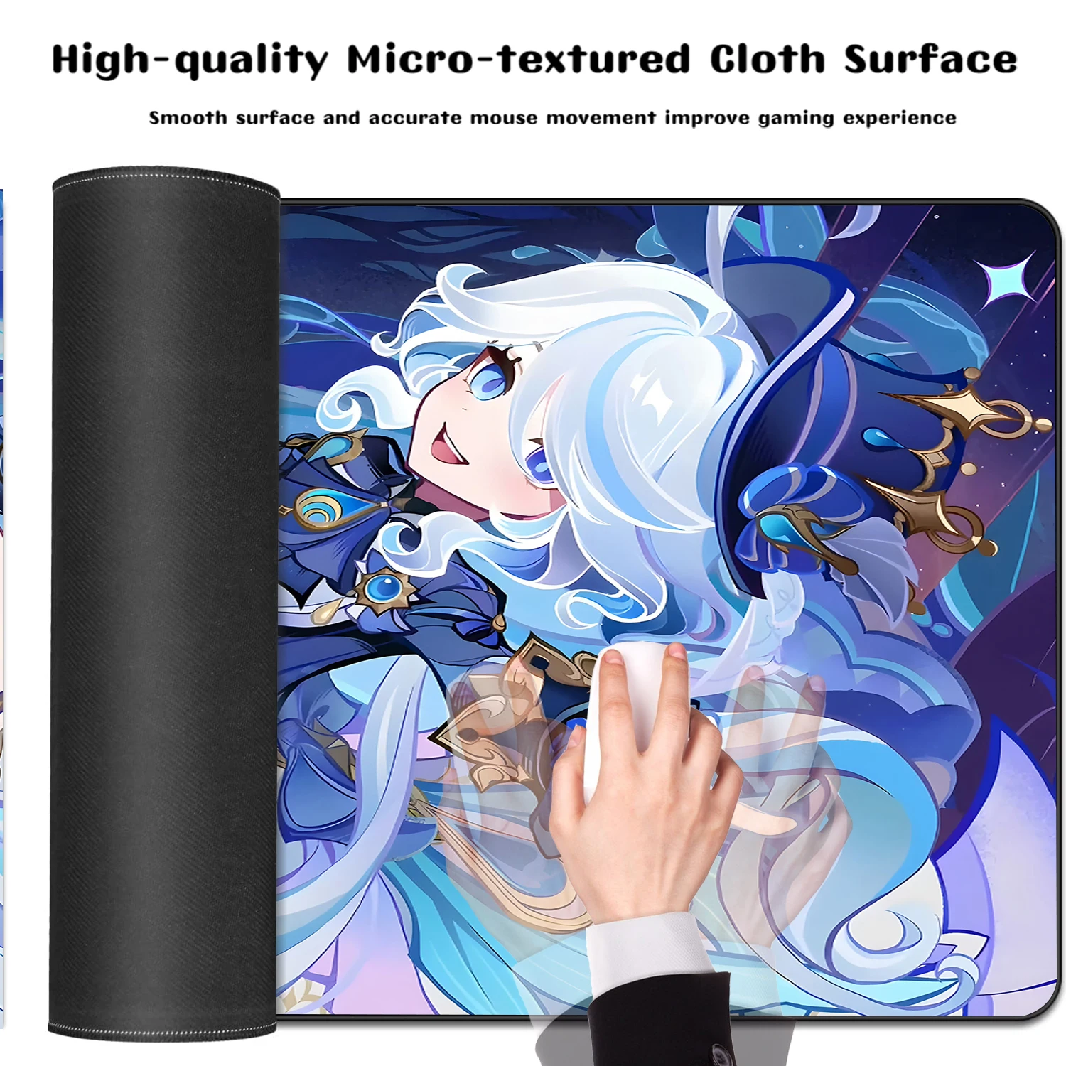 Alas Mouse Anime Genshin Impact Alas Mouse Meja Gaming Besar XXL 40X90Cm Alas Mouse Keyboard Komputer Besar Dasar Karet Antiselip