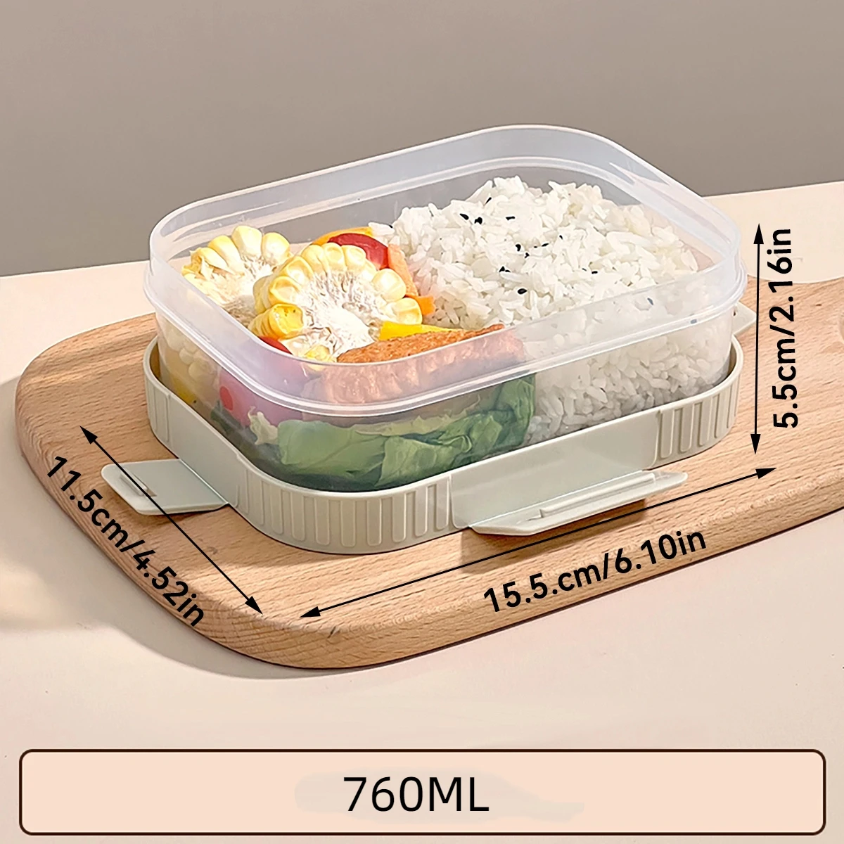 WORTHBUY Doorzichtig plastic compartiment Lunchbox Draagbare studenten Kids Bento Box Magnetronbestendig verzegelde lunchcontainer met handvat