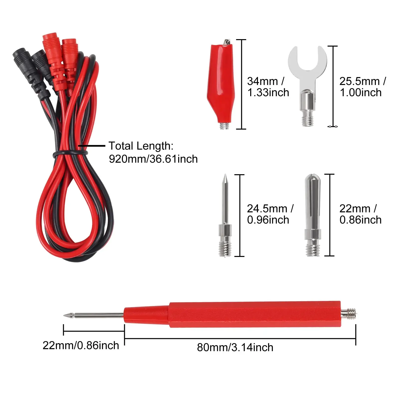 مجموعة موصلات اختبار متعددة 16 في 1، سلك اختبار، مجسات رقمية ومجموعة موصلات مع قلم اختبار قابل للاستبدال، مشابك التمساح #4
