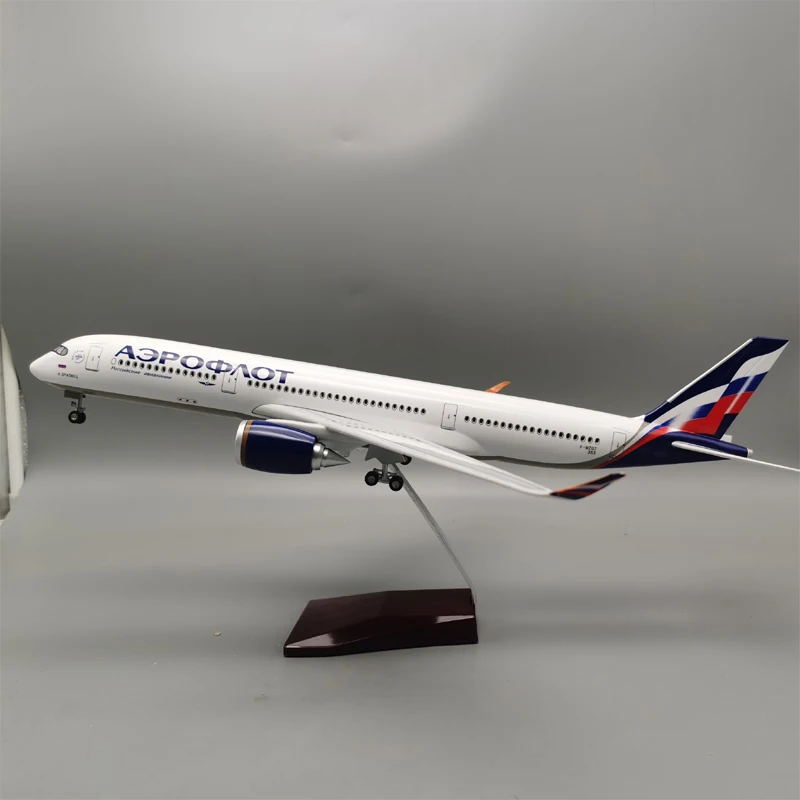 47cm 1:142 Scale Aeroflot A350 Simulation Civil Aviation Resin Aircraft Model with Wheels and Lights Collection