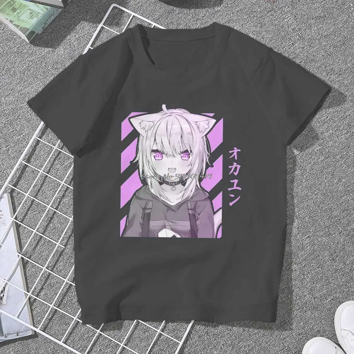 Nekomata Okayu Kawaii Girls Men T-Shirt Hololive VTuber Blusas Harajuku Casual Short Sleeve Vintage Oversized Tops