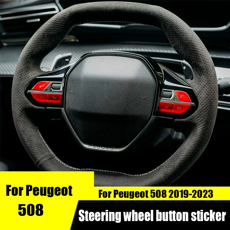 For Peugeot 508 2023 2022 2021 2020 2019 Aluminum alloy steering wheel decorative stickers for steering wheel buttons