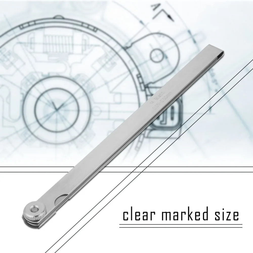 200mm Length Feeler Gauge Set 0.02mm to 1mm Range Stainless Steel Thickness Gauge Tool Feeler Gauge Ruler Gap Inspection