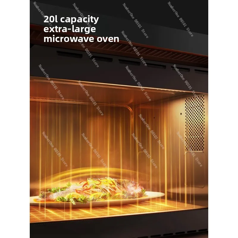 W20800SP-02-E2 Embedded Microwave Oven, 20L Built-in, Touch Control, Black Glass Panel