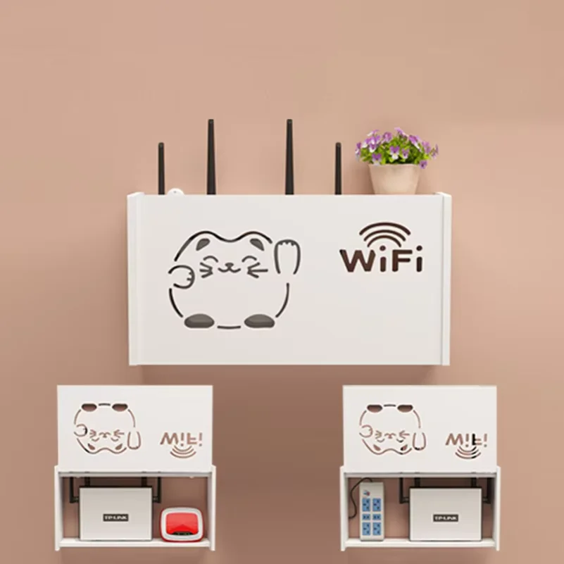 Wifi Decoration Wall-mounted TV Set-top Box Rack Cable Power Organizer New Wireless Wifi Router Storage Box Living Room Socket