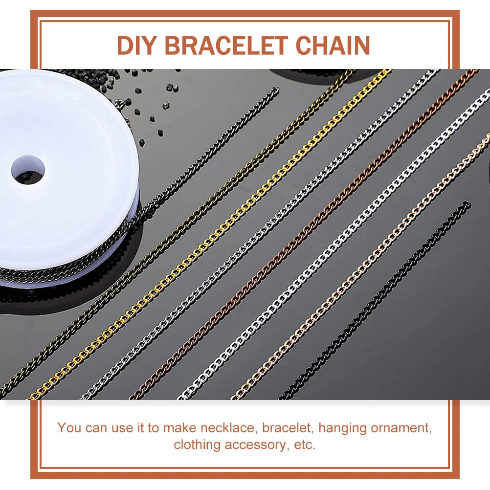 8 Rolls Iron Chains DIY Necklace Bracelet Jewelry Making Craft Accessories Lightweight Durable Attractive Iron Chains
