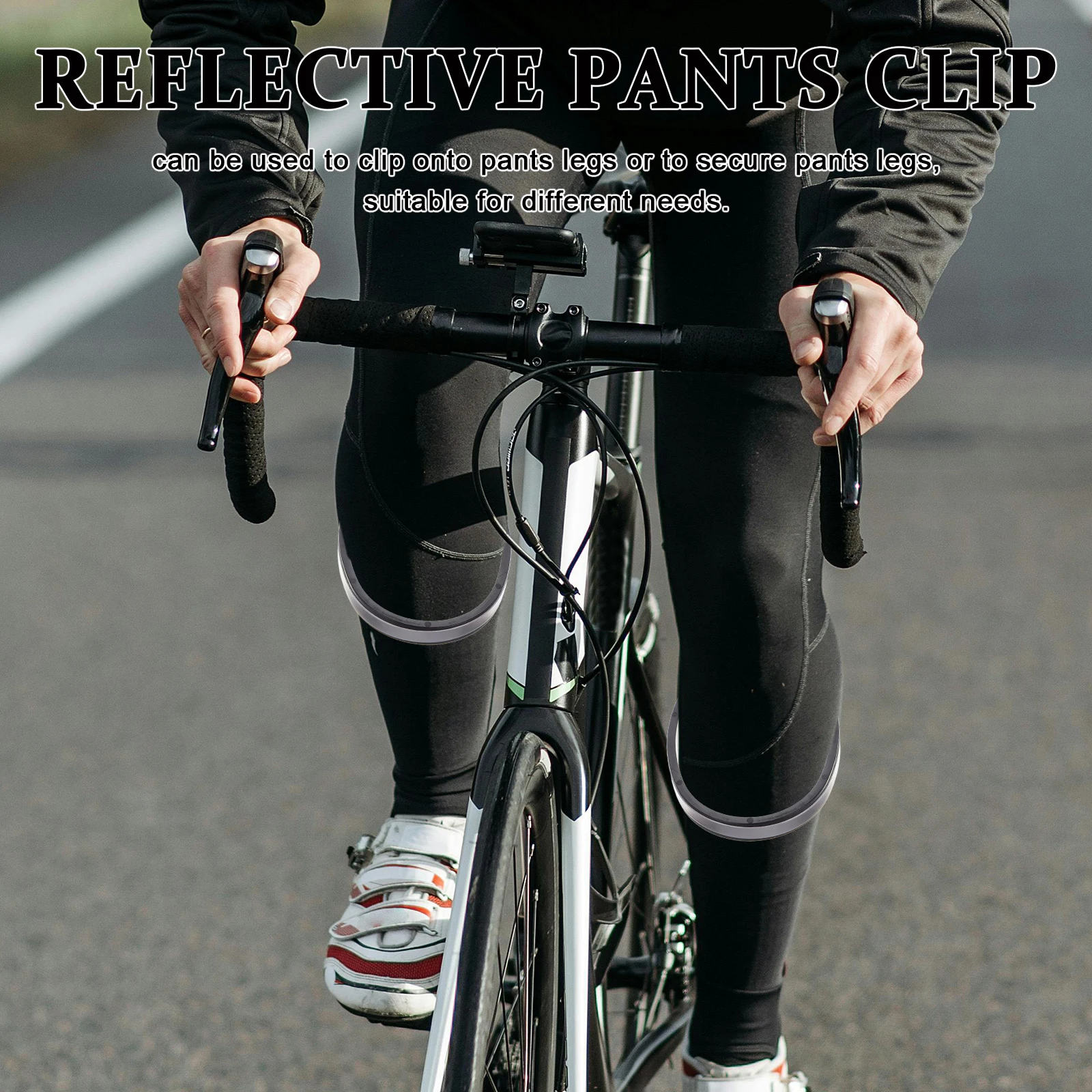 

2pcs Cycling Pants Clips Reflective Bike Leg Bands Durable Resin Material Safety Straps Night Running Gear Lightweight Ankle