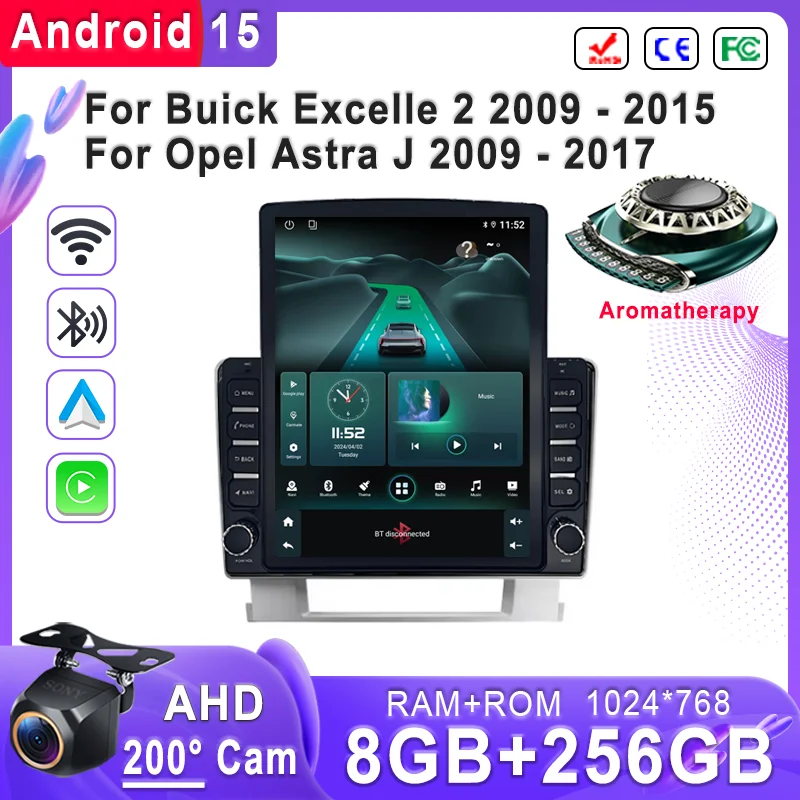 Android 15 Car For Buick Excelle 2 2009 - 2015 For Opel Astra J 2009 - 2017 GPS Navigation High-performance CPU QLED Touch DVD
