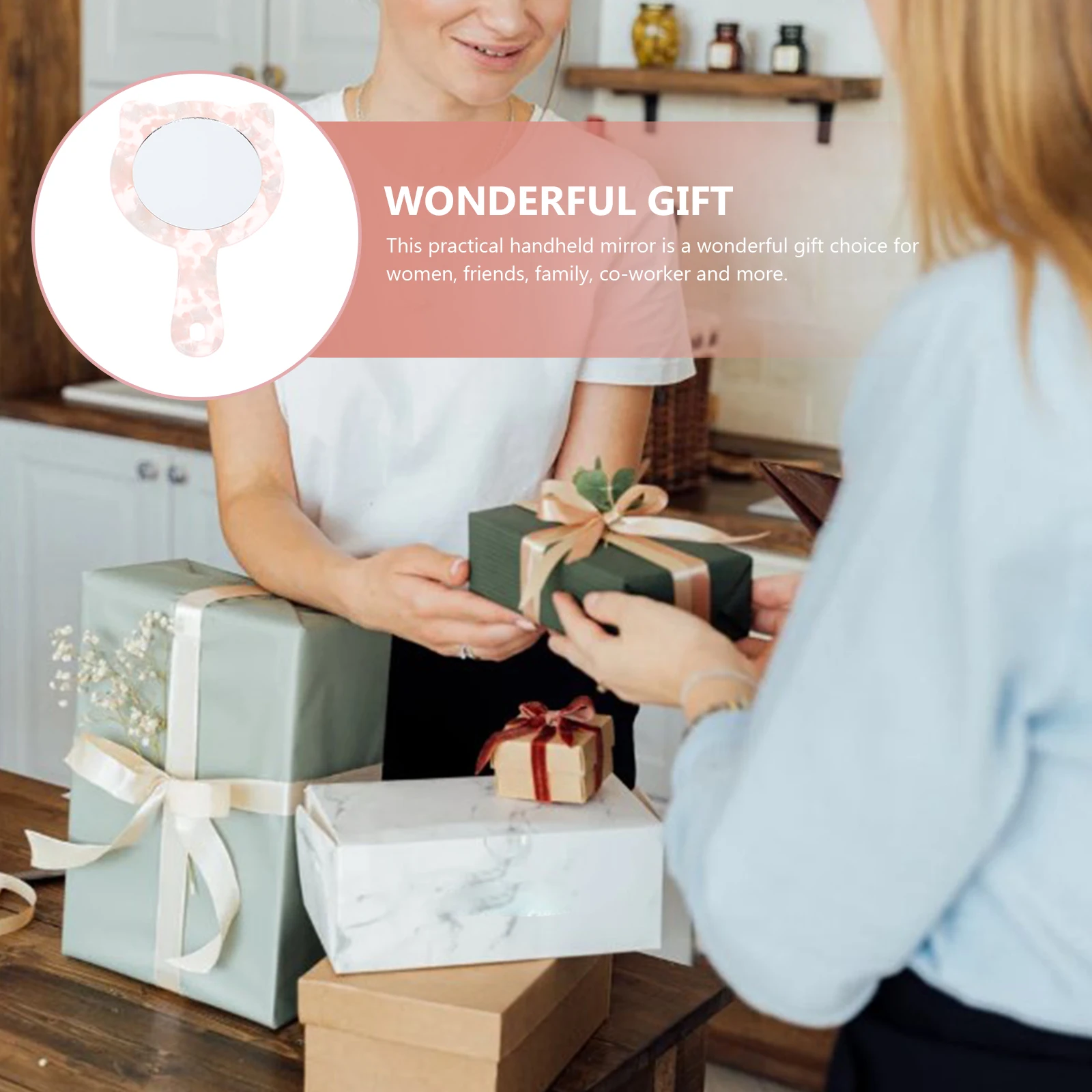 

1Pcs Marble Texture Handheld Mirror Durable Premium Material High Definition Clear Women Mirror Makeup Accessories