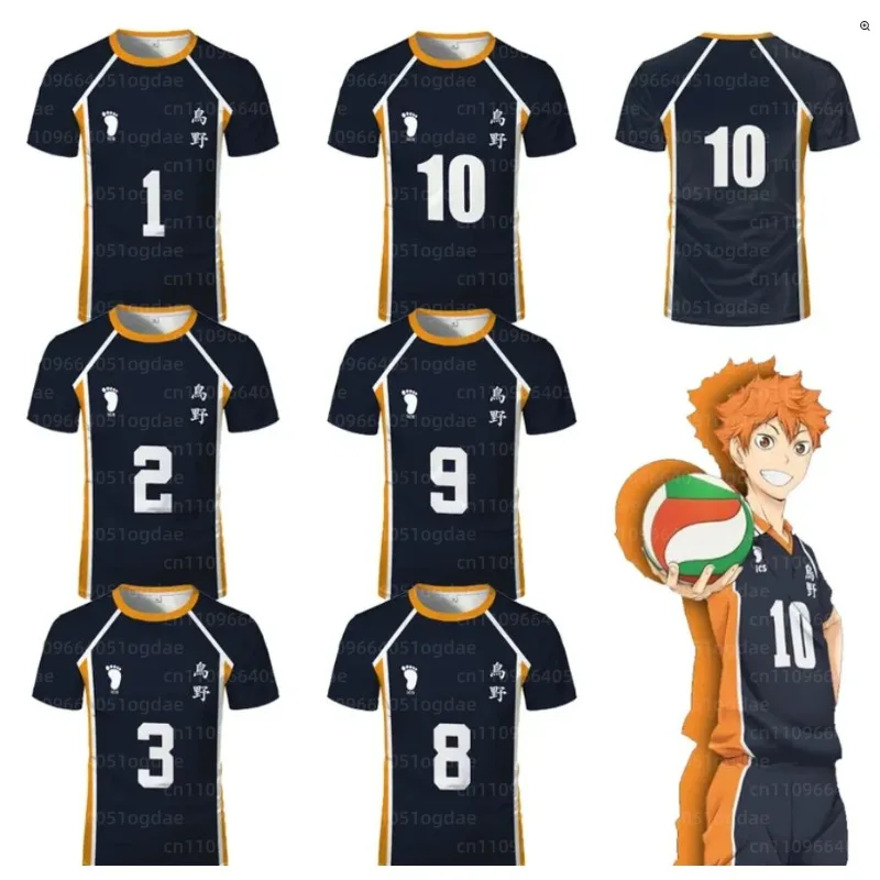 

Футболка для ролевых игр по аниме Haikyuu, спортивная форма волейбольного клуба старшей школы Карасуно, Hinata Shoyo Kageyama, унисекс, с круглым вырезом