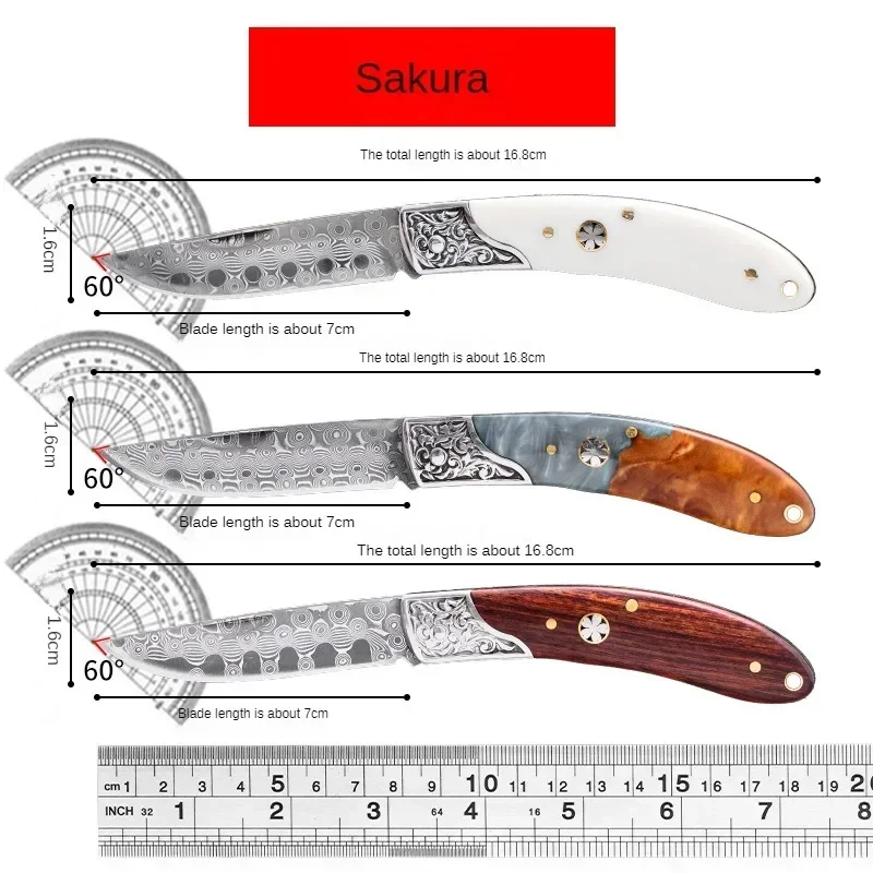 Handmade Forged Vg10 Damascus Folding Blade Knife Beef Bone/Resin/Rosewood Handle Collection Portable Pocket Knifes For Camping