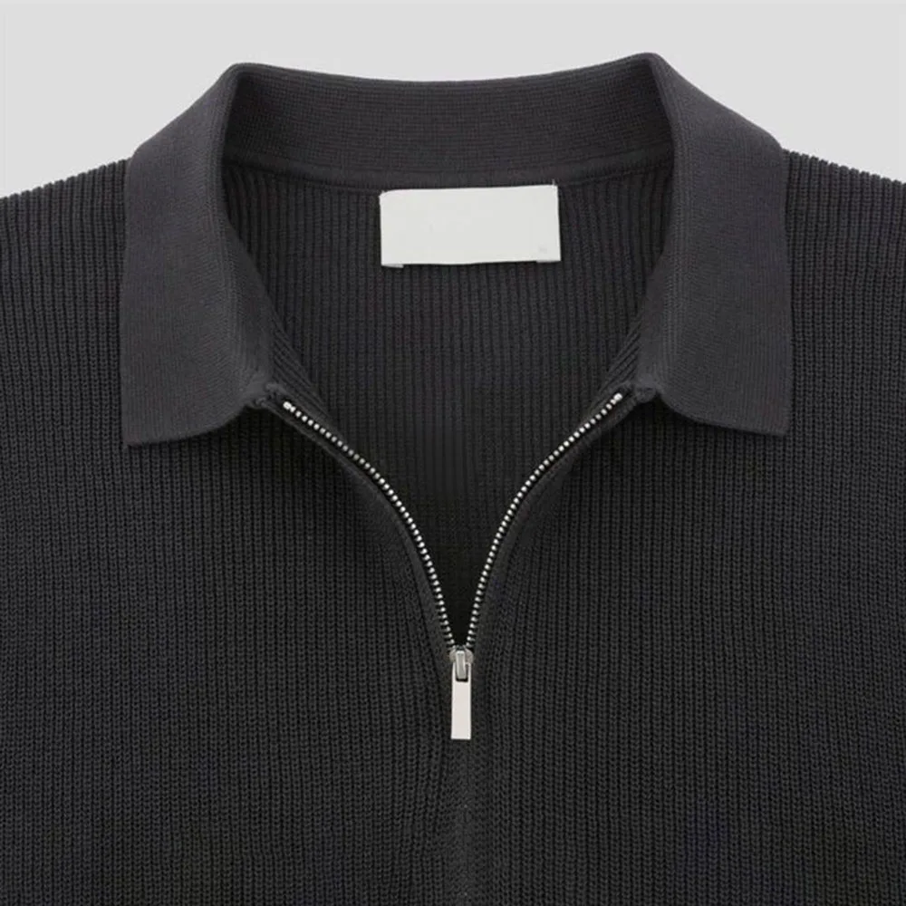 Mens Casual Solid Color Half-Zip Polo Sweater 2024 New Daily Comfortable Simple Versatile Soft Short Sleeve T Shirt For Men