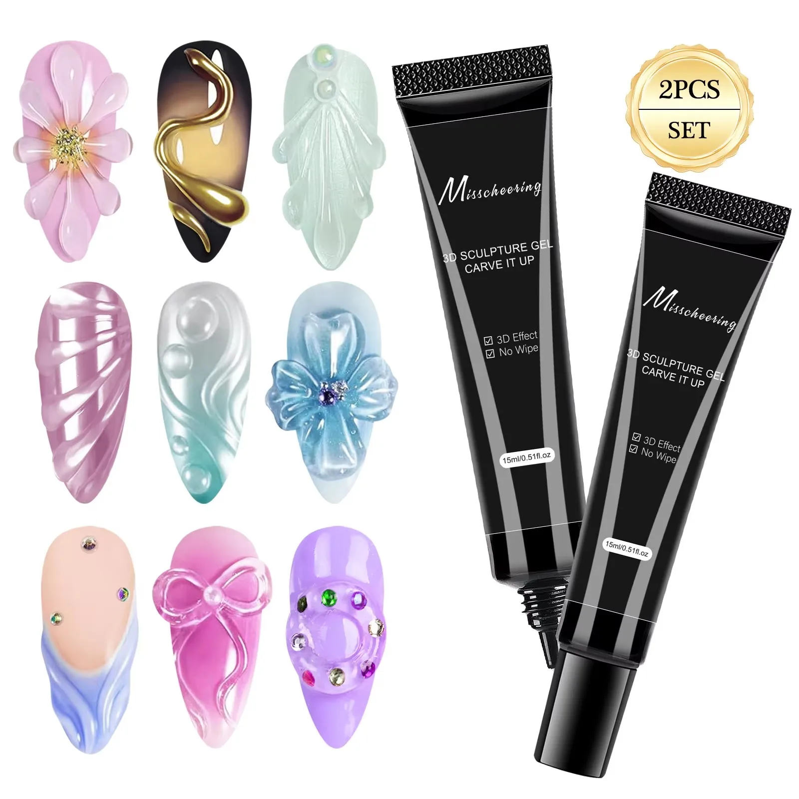 3D-Gel-Nagelkunst-Modelliergel, geeignet für Nageldesign, DIY-Nagelkunst zum Malen, Formen, Formen und Formen und Halloween-Dekoration