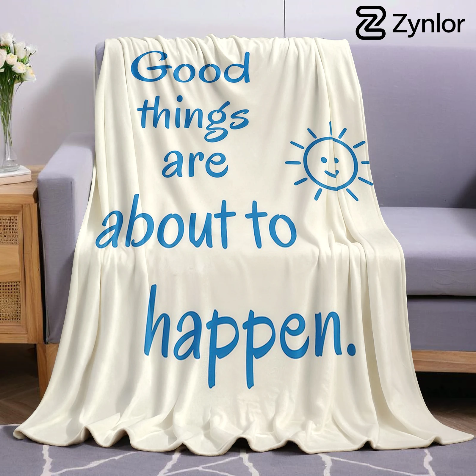 Good Things Quote Art Halloween Flannel Fleece Blanket Fluffy Warm Cozy Throw for Sofa Bedroom Home Holiday Decoration Gift