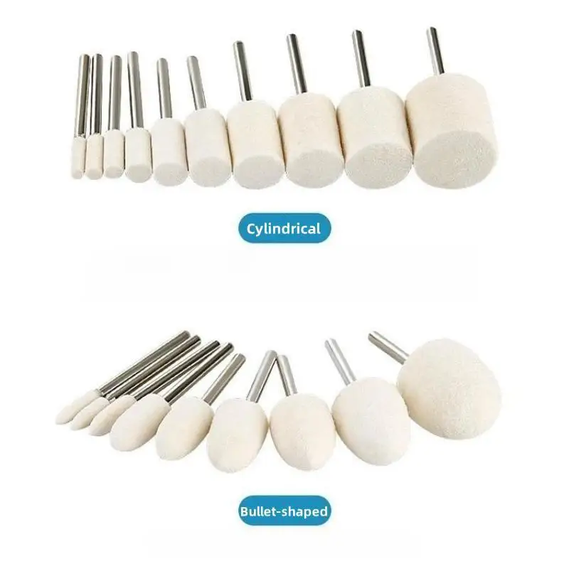 10 Stück Wollfilz-Polierscheiben 3-20mm Schleifköpfe für Dremel Bohrmaschine Rotationswerkzeug 3mm Schaft – Detail 2