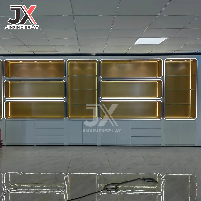 custom.Customized Rack Company Showcase Beauty Salon Hall Exhibition Display Cabinet Makeup Baking Paint Counter Booth S