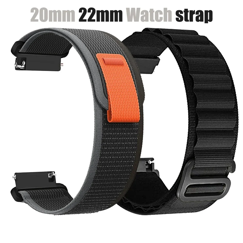 20mm 22mm Nylon Band for Samsung Galaxy Watch 7 6 5 4 40mm 44mm Classic/Active2/Gear S3 Sport Loop Strap For Amazfit GTS 3 4 GTR