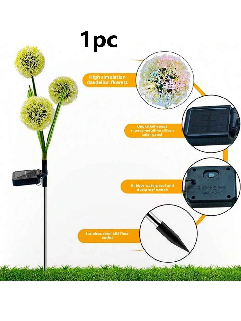 Solar-Powered Dandelion Garden Lights - Auto On/Off Color Changing LED Stake Lights for Yard Pathway & Patio Decoration