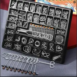 Metal Wire Puzzle Brain Teaser IQ Test Disentanglemen Iron Link Unlock Interlock Game Adults Kids Toys Solution Nine Ring