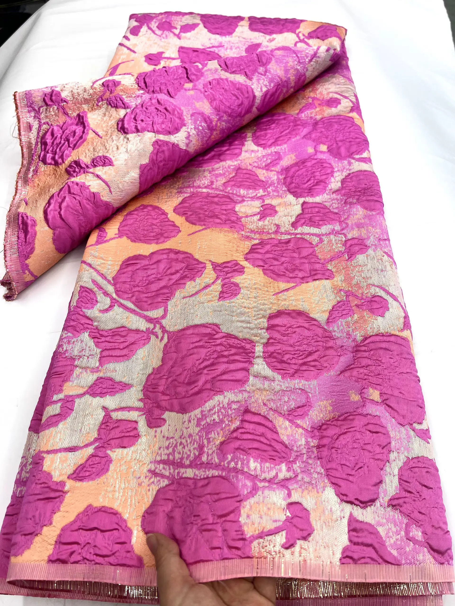 

Новое поступление, розовая дамасская органза, африканская нигерийская кружевная ткань, 2025 г., высокое качество, французская жаккардовая парчовая кружевная ткань, шить LHD25178