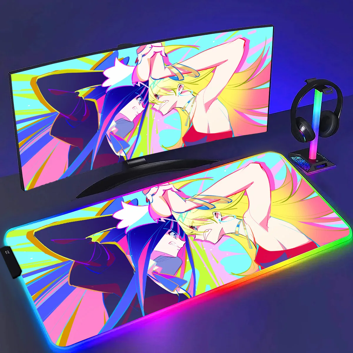 

RGB Hentai Laptop Panty Stocking with Garterbelt Mouse pad Sexy Anime Girl Desk MouseMat PC Kawaii Gaming Cute Keyboard Pad Gift