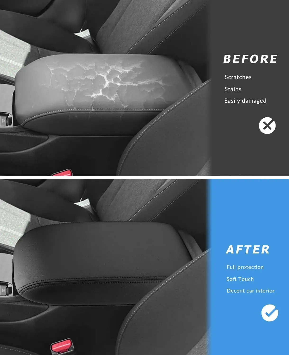 For Honda Accord 2022 2023 2024 2025 2026 Center Console Armrest Box Cover Black Leather Stitching Interior High Quality  Accs