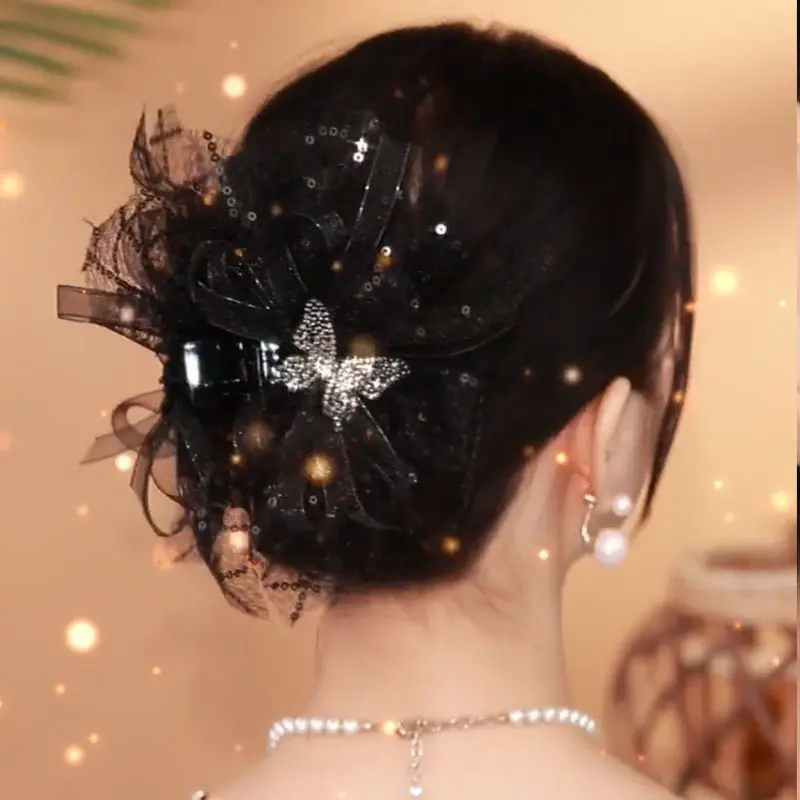 

Korean Style Women's Romantic Butterfly Hair Claw Crystal Exquisite Temperament Hairpin Curling Hairpin Elegant Hair Accessories