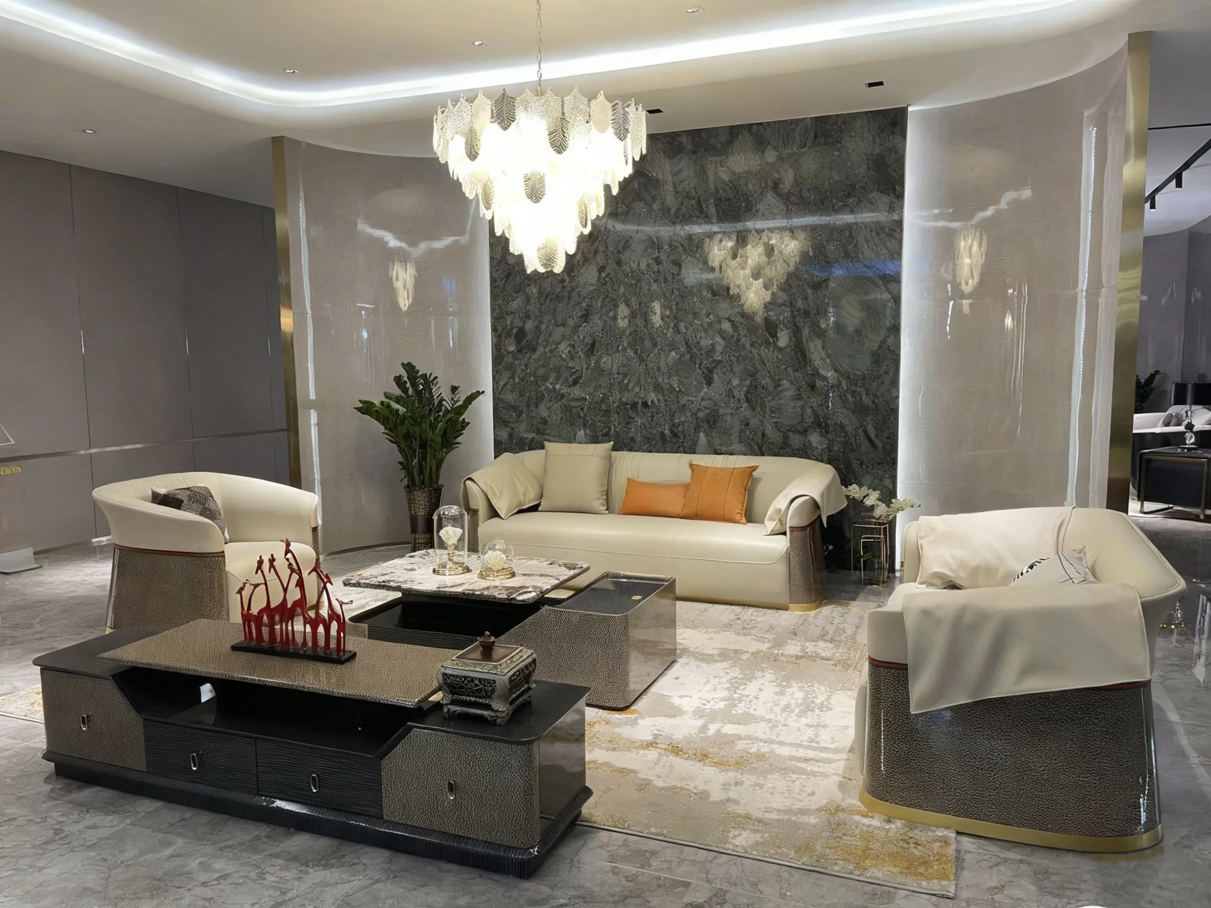 Hot Sale Italian Luxury Designed 1/2/3 Seat Sofa Set Furniture Living Room  Modern Leather Sofa