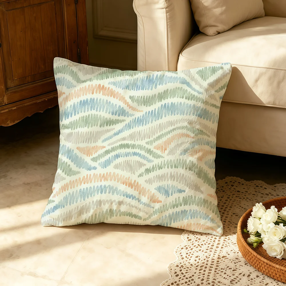 Pastel Meadow Luxury Cushion Cover Bedroom Sofa Decorative Home Car Portable Cushion Cover With Zipper Soft Pillowcase
