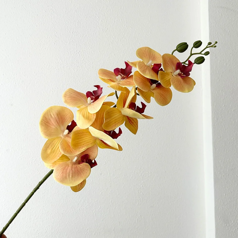 9-Köpfiger Künstlicher Phalaenopsis-Blumenzweig Realistische Seidenblume Künstliche Orchidee für Hochzeit, Party und Heimdekoration – Detail 15