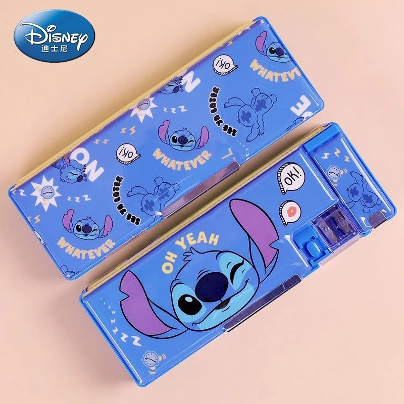 Disney Lilo & Stitch Cartoon Animation Two-Layer Stationery Box Kawaii Fashion Student Large Capacity Multifunctional Pen Box