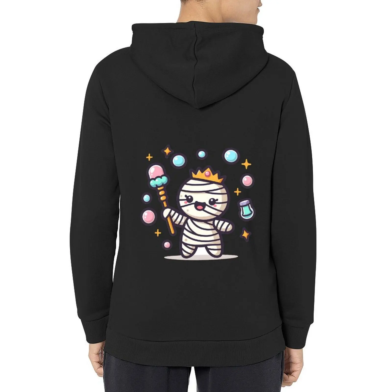 

Kawaii Happy Mummy: A Bubble Wand As A Scepter Hoodie aesthetic clothing graphic t shirts men korean clothes tracksuits