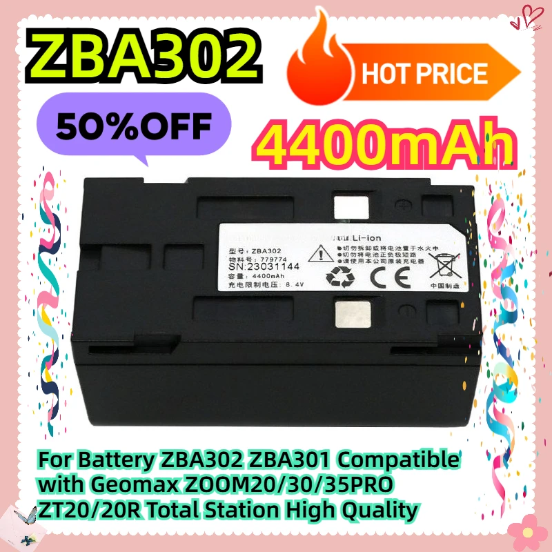

4400mAh For Battery ZBA302 ZBA301 Compatible with Geomax ZOOM20/30/35PRO ZT20/20R Total Station High Quality