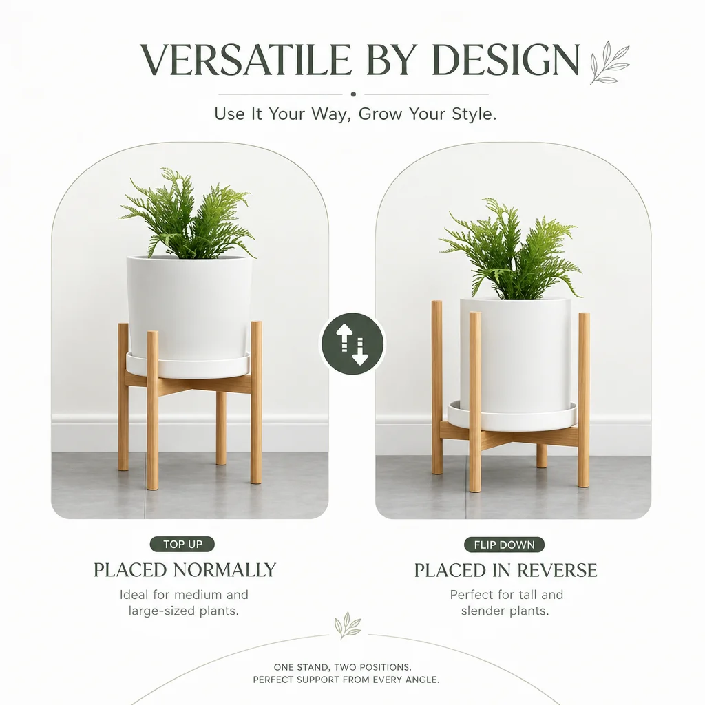 Expandable Wooden Plant Stand Indoor Flower Pot Holder Multi‑Size Fit Plant Rack For Home Living Room Decor