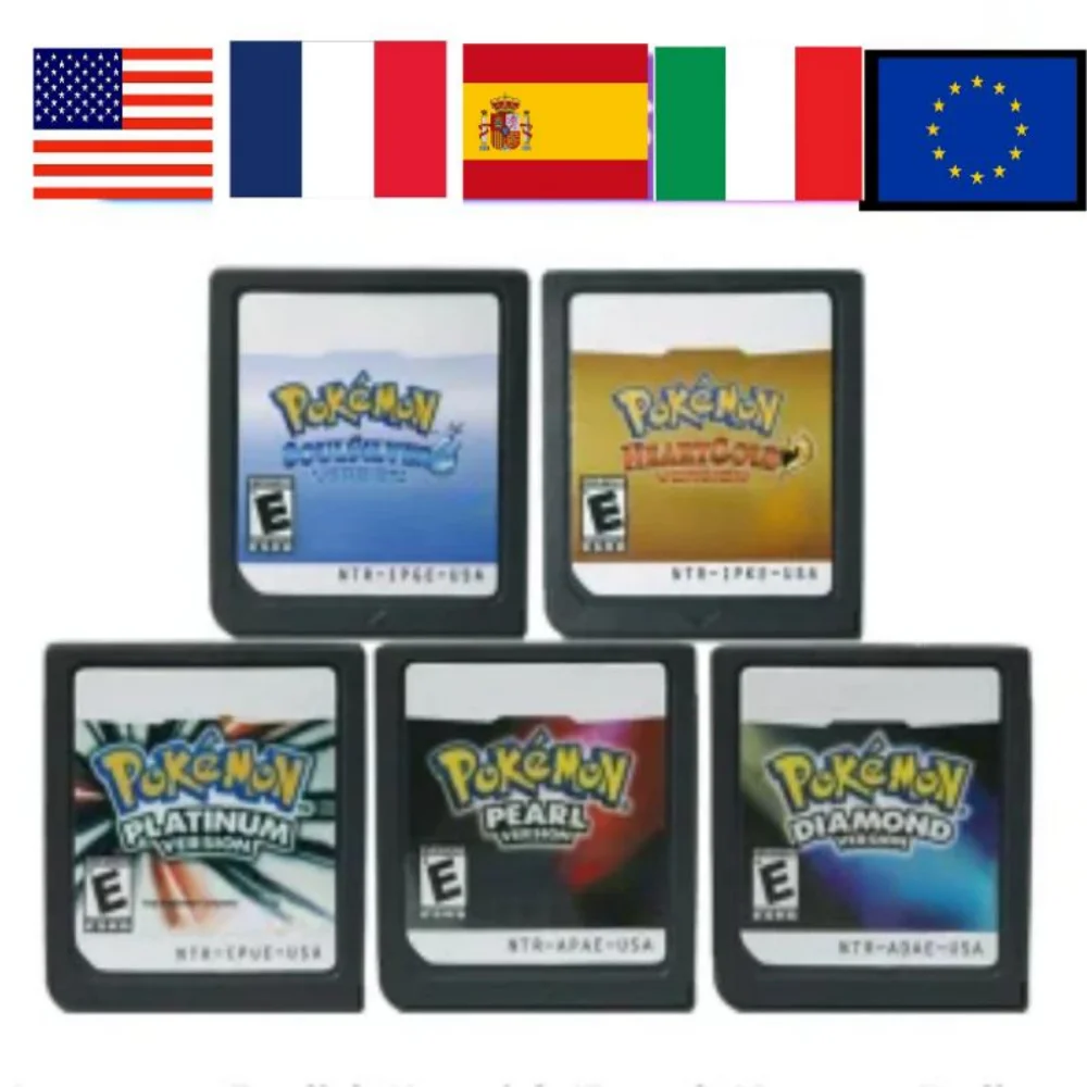 Pokemon series game cartridge,video game console card,pearl,platinum,diamond,HeartGold,SoulSilver,multilingual for NDS