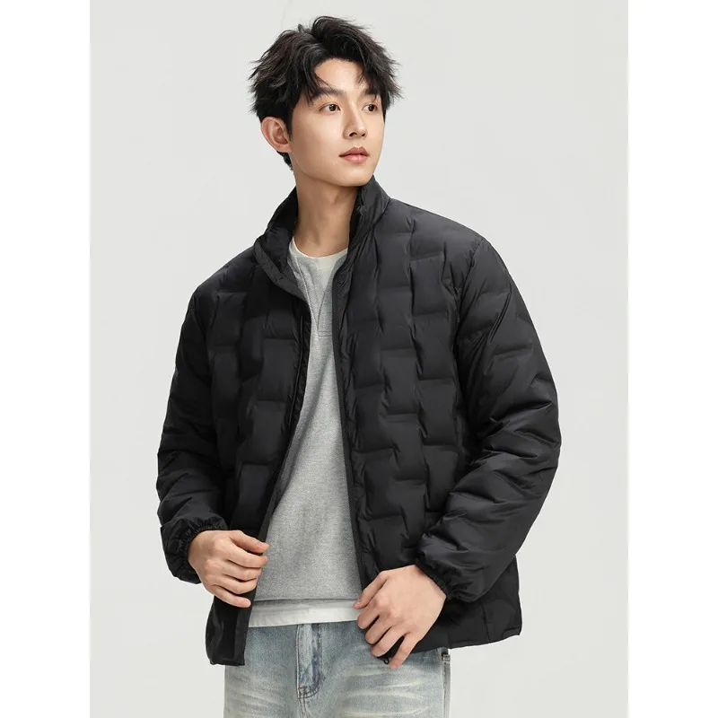 90% الأبيض بطة أسفل سترة مبطنة الرجال الكورية نمط الوقوف طوق الركاب اليومي يندبروف معطف دافئ خفيف الوزن لخريف شتاء #3