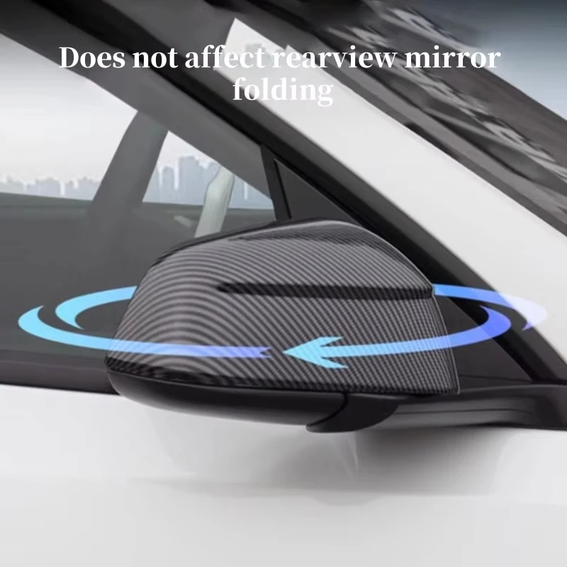 Für Tesla Modell Y Juniper 2025 Seiten Rückspiegel Schutzhülle Carbon Look ABS Spiegel Dekorative Auto Zubehör – Detail 5