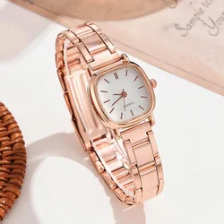 Fashion Steel Band Square Dial Watch Women's Rose Gold Quartz Watch Retro Casual Ladies Wristwatch ladies watches