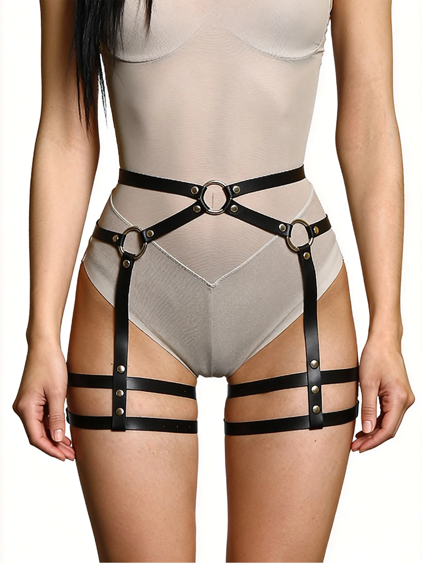 

Punk Leather Sexy Thigh Harness Belt Body Bondage Women Fashion Leg Garter Belt Stockings Fetish Clothing Exotic Accessorie