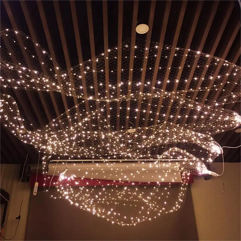 C2 Wedding Net LED String Lights 1x5/10m Rotolo Festival Party Hotel Soffitto Fata Luce Decorat Mette fai da te Cielo stellato Lampada di riso