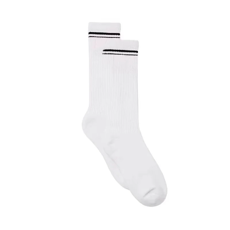 al yoga 80% cotton midtube women's socks spliced color sports tall tube socks yoga socks