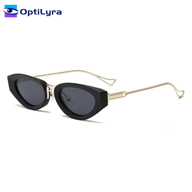

OptiLyra Brand Vintage UV Protection Sunglasses Women Cat Eye Sunglasses Small Metal Frame Sun Protection Glasses