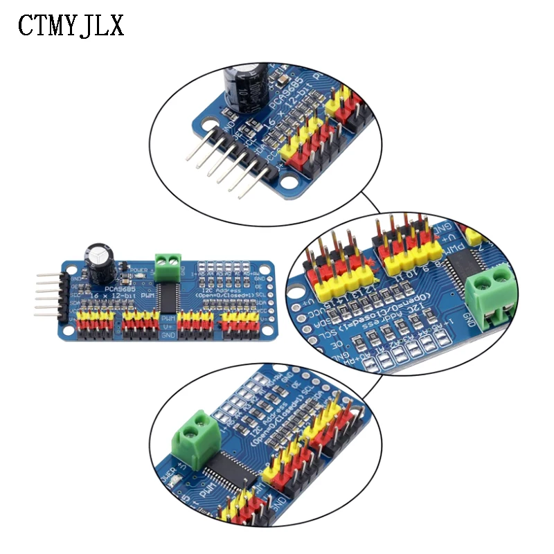 Picture 5: 10PCS PCA9685 Robot Controller IIC Interface 16 Channel 12-Bit PWM Servo Motor Driver Board For Arduino Raspberry Pi DIY Kit