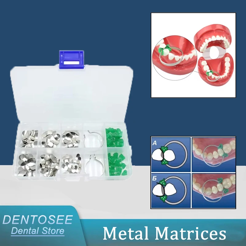

Dental Metal Matrix Band Contoured Sectional Matrices with Resin Ring for Molar Restoration Dentist Tool