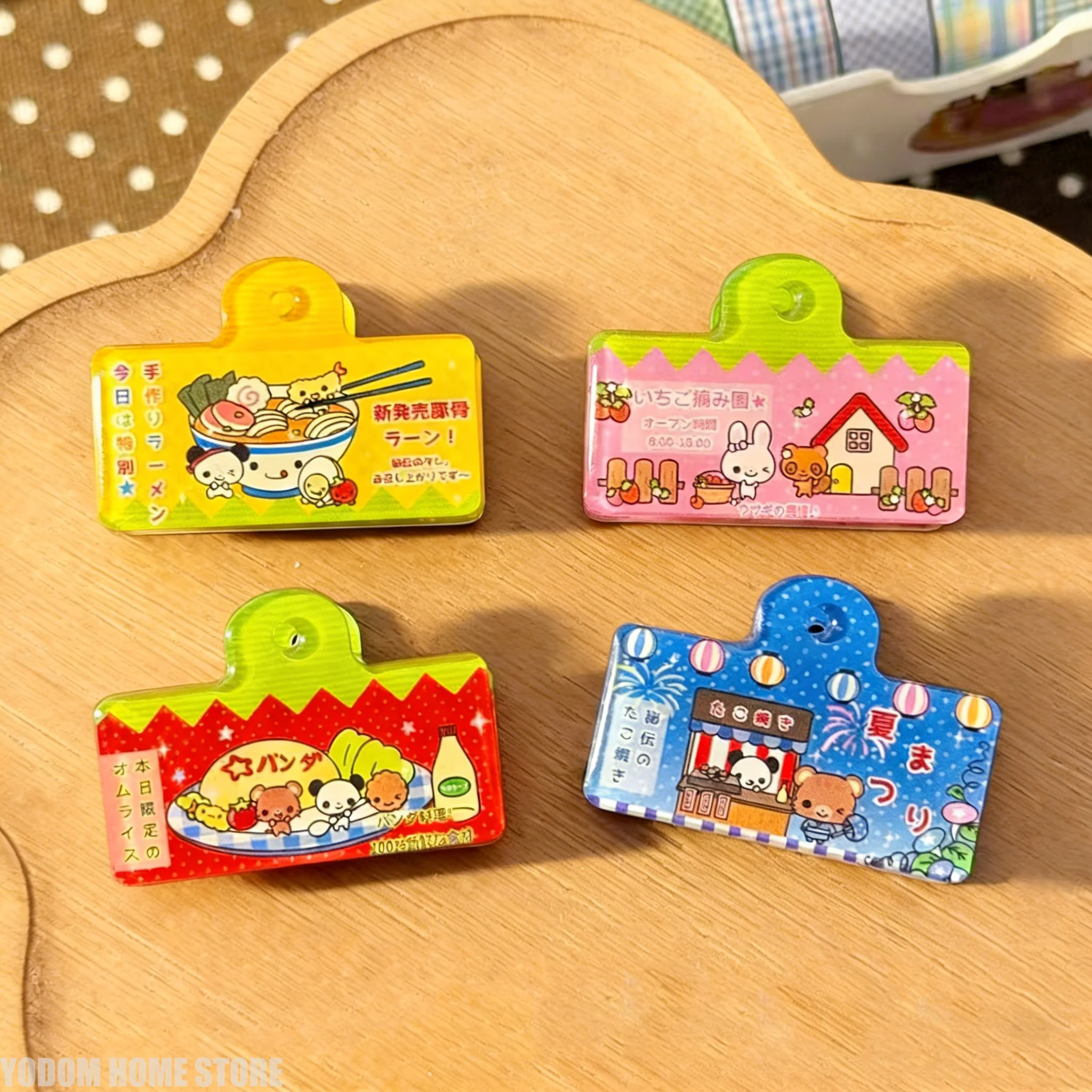 4pcs Vintage Japanese Cute Animals Clip for File Book Food Packaging Kitchen Gadgets Items