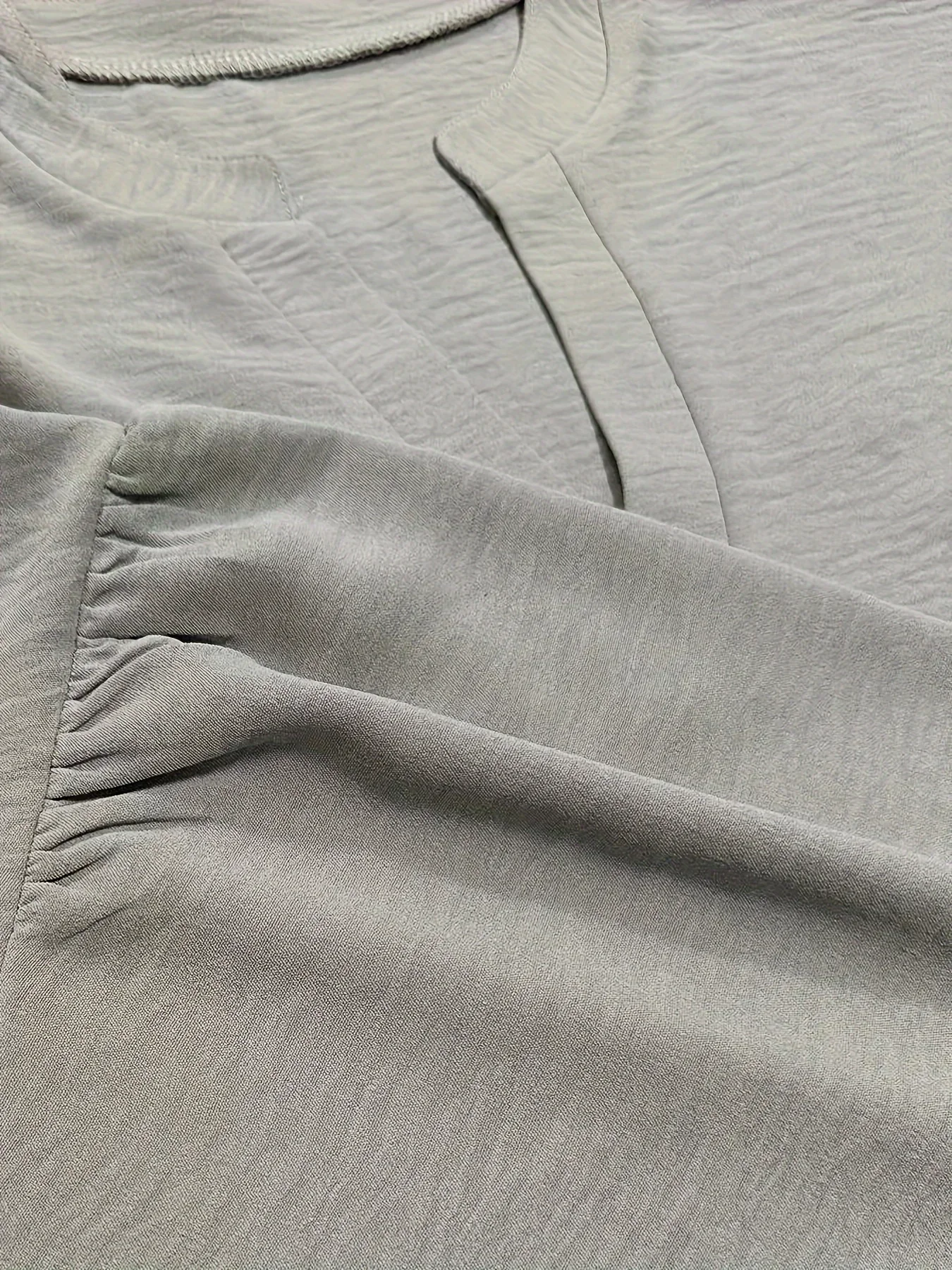 حجم كبير 1XL-5XL المرأة عادية بلون بلوزة السيدات موضة بلوزات فضفاضة الخامس الرقبة بلوزة قميص طويل الأكمام #3