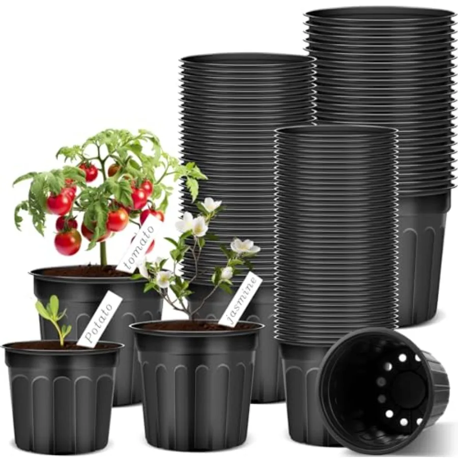 

Набор из 120 горшков для рассады объемом 1, 2, 3 галлона с 120 этикетками для растений, утолщенные гибкие пластиковые горшки для растений, одноразовые садовые горшки